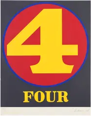 Four, from Numbers (S. 49) by Robert Indiana, 1968, Screenprint in colours, on Schollers Parole paper, with margins, sold May 2026