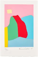 Etel Adnan, Je suis un volcan (I am a Volcano), 2021, Etching and aquatint in colours, on wove paper, with full margins