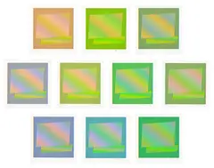 I.C.A.D.F. (Induction chromatique à double fréquence) (Dual-frequency chromatic induction) by Carlos Cruz-Diez, 1998, The complete set of ten screenprints in colours, on wove paper, with full margins, sold May 2026