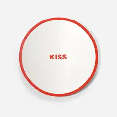 Barbara Kruger, Untitled (2Kiss), 2024, Screenprint in red, on mirror-polished stainless steel multiple