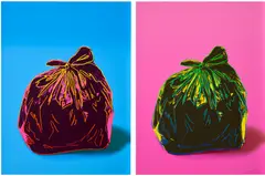 Gavin Turk, Blue Trash; and Pink Trash, 2022, Two archival inkjet prints in colours, on wove paper, the full sheets