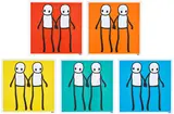 Stik, Holding Hands (Red, Orange, Yellow, Green, Blue), 2020, The complete set of five offset lithographs in colours, on wove paper folded (as issued), with full margins