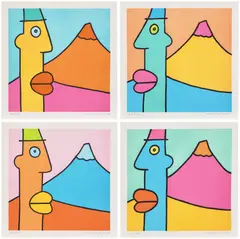 Thierry Noir, Mount Fuji, 2025, The complete set of four Ukiyo-e woodcuts in colours, on laid Kizuki Hosho paper, with full margins