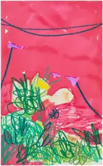 Jadé Fadojutimi, Our Garden of Thought, 2025, Archival pigment print in colours with hand-colouring in oil pastel, on Hahnemühle etching paper, the full sheet