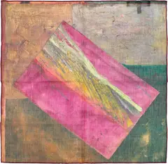 Wadi √ Two by Frank Bowling, 2011, Pigment print in colours, on cotton, modal and cashmere blend, folded (as issued), contained in the original black paper, sold May 2026