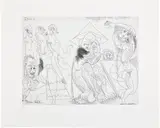 Pablo Picasso, Vieil homme au chapeau tonkinois songeant aux amours des vieux messieurs (Old Man in a Tonkinese Hat Musing on the Love Lives of Elderly Gentlemen), plate 32 from Série 347 (Bl. 1512, Ba. 1528), 1968, Etching, on BFK Rives paper, with full margins