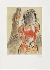 Marc Chagall, Tamar belle-fille de Juda (Tamar Daughter-in-law of Judah), from Dessins pour la bible (Drawings for the Bible) (M. 243, see C. Bks. 42), 1960, Lithograph in colours, on Arches paper, with full margins