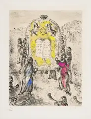 Marc Chagall, Passage du Jordain (Passage Through Jordan), plate 44 from The Bible Series (S. 242, see C. Bks. 30), 1958, Etching with hand-colouring in watercolour, on Arches paper, with full margins
