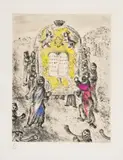 Marc Chagall, Passage du Jordain (Passage Through Jordan), plate 44 from The Bible Series (S. 242, see C. Bks. 30), 1958, Etching with hand-colouring in watercolour, on Arches paper, with full margins