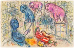 Marc Chagall, Le cirque (The Circus): plate 17 (M. 506, see C. Bks. 68), 1967, Lithograph in colours, on Arches paper folded (as issued), the full sheet