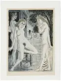 Paul Delvaux, Seven Dialogues with Paul Delvaux: one plate (J. 76), 1971, Etching in colours, on BFK Rives paper, with full margins