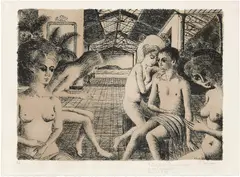 Paul Delvaux, The Lover (J. 50), 1971, Lithograph in colours, on Arches paper, with full margins