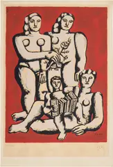 Fernand Léger, The Accordionist's Family, from Album de 10 sérigraphies (Album of 10 Screenprints) (S. E11), 1954-55, Screenprint in colours, on Arches paper, with full margins