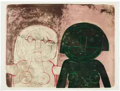 Dos cabezas de mujer, from Mujeres (Two Women's Heads, from Women) (P. 106) by Rufino Tamayo, 1969, Lithograph in colours, on BFK Rives paper, with full margins, sold Sep 2026
