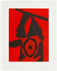 The Red Queen (E. & B. 476) by Robert Motherwell, 1989, Aquatint and etching in colours with collage, on German etching paper, with full margins, offered Sep 2026