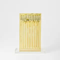 Arman, Color Tubes, 1979, Accumulation of Titanium White paint tubes in polyester resin, on a Plexiglas base