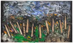 Jim Dine, Running Hammers in a Landscape (C. 19), 1987, Screenprint, etching and aquatint in colours with hand-colouring in acrylic, on Arches Cover paper, with full margins