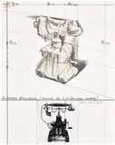 Christo & Jeanne-Claude, Wrapped Telephone, Project for L. M. Ericsson Model (S. 119), 1985, Lithograph in colours with collage of fabric, twine and photograph, on Arches paper mounted to Museum board (as issued), the full sheet
