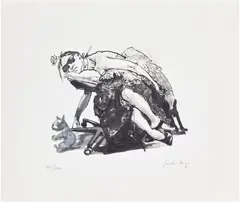 Paula Rego, Girl Who Has Been Sick Resting with Her Favourite Cuddly (R. 281), 2000, Lithograph, on wove paper, with full margins