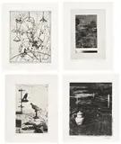 William Kentridge, Receiver, 2005, The complete artist's book with 23 photogravure and drypoints, on handmade abaca paper, with full margins, 22 bound and one loose (as issued), with text by Wislawa Szymborska, all contained in the original handmade black paper wrappers and fabric-covered slipcase; and seven additional photogravure and drypoints, on various papers, with full margins