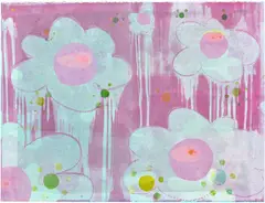 Emma McIntyre, H (Aqua Flower), 2019, Monotype in colours, on wove paper, the full sheet