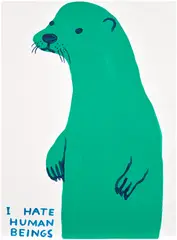 Untitled (I Hate Human Beings) by David Shrigley, 2022, Screenprint in colours, on Somerset paper, the full sheet, sold Sep 2026