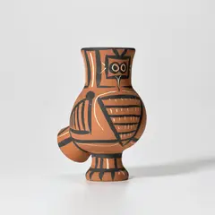 Pablo Picasso, Chouette mate (Matte Wood-Owl) (A.R. 405), 1958, White earthenware turned vase painted in colours, engraved and with partial brushed glaze