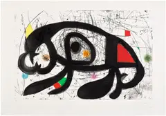 Joan Miró, La taupe hilare (The Laughing Mole) (D. 753), 1975, Etching and aquatint, on Arches paper watermarked Maeght , with full margins