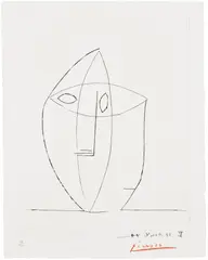 Pablo Picasso, Tête (Head), plate 5 from Six contes fantasques (Six Whimsical Tales) (Bl. 367, Ba. 695, see C. Bks. 66), 1944, Engraving with burr, on wove paper, with full margins