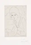 Henri Matisse, Jeune femme à la coiffure hollandaise, regardent des poissons (Young Woman with Dutch Hairstyle, Looking at Fish) (D. 184), 1929, Etching, with Chine-appliqué to Arches paper, with full margins