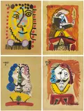 Pablo Picasso, Portraits imaginaire (Imaginary Portraits): four prints, 1969, Four offset lithographs in colours, on Arches paper, the full sheets
