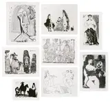 Pablo Picasso, La Célestine (C. Bks. 149), 1971, The complete set of 66 etching and aquatints, on Richard de Bas laid paper watermarked La Célestine , with full margins, with text by Fernando de Rojas, title page and colophon, all bound in the original grey parchment-covered boards with printed title on the spine and contained in the original slipcase