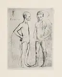 Pablo Picasso, Les deux saltimbanques (The Two Acrobats), plate 5 from La suite des saltimbanques (The Acrobats Suite) (Bl. 5, Ba. 6), 1905, Drypoint, on Van Gelder paper, with full margins