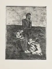 Pablo Picasso, Les pauvres (The Poor), plate 3 from La Suite des Saltimbanques (The Acrobats Suite) (Bl. 3, Ba. 4), 1905, Etching, on laid Japan paper, with full margins