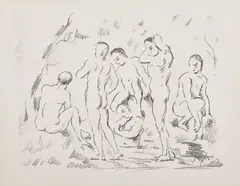 Paul Cézanne, Les baigneurs (petit planche) (The Bathers, Small Plate) (C. 6, D. III, V. 1156), 1897, Lithograph, on tissue-thin laid Chine volant paper, with full margins