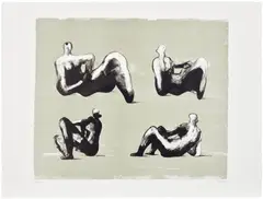 Henry Moore, Four Reclining Figures, from Omaggio a Michelangelo (C. 333), 1974, Lithograph in colours, on T.H. Saunders paper, with full margins, contained in the original paper folder with printed text