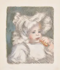 Pierre-Auguste Renoir, L'enfant au biscuit (The Child With a Biscuit) (Jean Renoir) (D. & S. 31, R.-M. 6), circa 1898-99, Lithograph in colors, on Ingres d'Arches laid paper watermarked MBM , with full margins