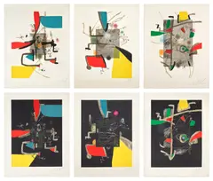 Joan Miró, Llibre dels sis sentits (Book of the Six Senses) (D. 1165-1170, C. Bks. 252), 1981, The complete set of six etching and aquatints in colours, on Guarro paper watermarked Sala Gaspar , with full margins