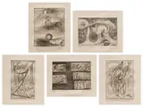Joan Miró, André Masson, John Buckland Wright, Dalla Husband and Stanley William Hayter, Solidarité (Solidarity): five plates, 1938, The set of two etchings and three engravings (of seven), on Montval laid paper, with full margins, the sheets loose and folded (as issued), with text by Paul Éluard translated by Brian Coffey, table of contents and justification pages