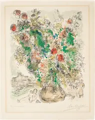 Marc Chagall, Roses et mimosa (Roses and Mimosa) (M. 733), 1975, Lithograph in colours, on Arches paper, with full margins