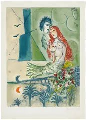 Marc Chagall, Sirène au poète, from Nice et la Côte d'Azur (Siren to the Poet, from Nice and the Cote d'Azur), by Charles Sorlier (M. C.S. 27), 1967, Lithograph in colours, on Arches paper, with full margins