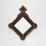 Carlo Bugatti, Mirror, circa 1904, Stained walnut and walnut with pewter and brass inlay, mirrored glass, brass, bone