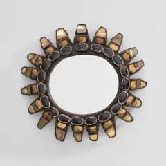 Line Vautrin, Mirror, circa 1960, Talosel , coloured iridescent mirrored glass, coloured glass, mirrored glass