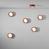 Gino Sarfatti, Set of six wall or ceiling lights, model no. 3055/25, circa 1962, Painted aluminium, painted brass, glass