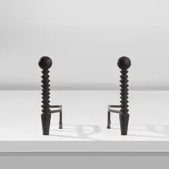 Philippe Anthonioz, Pair of andirons, 2010, Patinated bronze