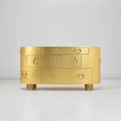 'Kawakubo' chest of drawers by Elizabeth Garouste and Mattia Bonetti, 1994, Gold leaf-gilded wood, gold-plated bronze, sold Apr 2026