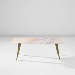 Paolo Buffa, Coffee table, circa 1945, Candoglia marble, brass