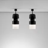 Eric Schmitt, Pair of 'Fingi' ceiling lights, designed 2000, produced circa 2022, Patinated bronze, glass, painted metal