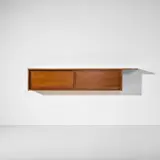 Wall-mounted sideboard by George Nakashima, 1969, American black walnut, sold Apr 2026