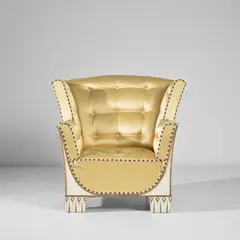 Austrian, Armchair, circa 1915, Painted wood, fabric, passementerie